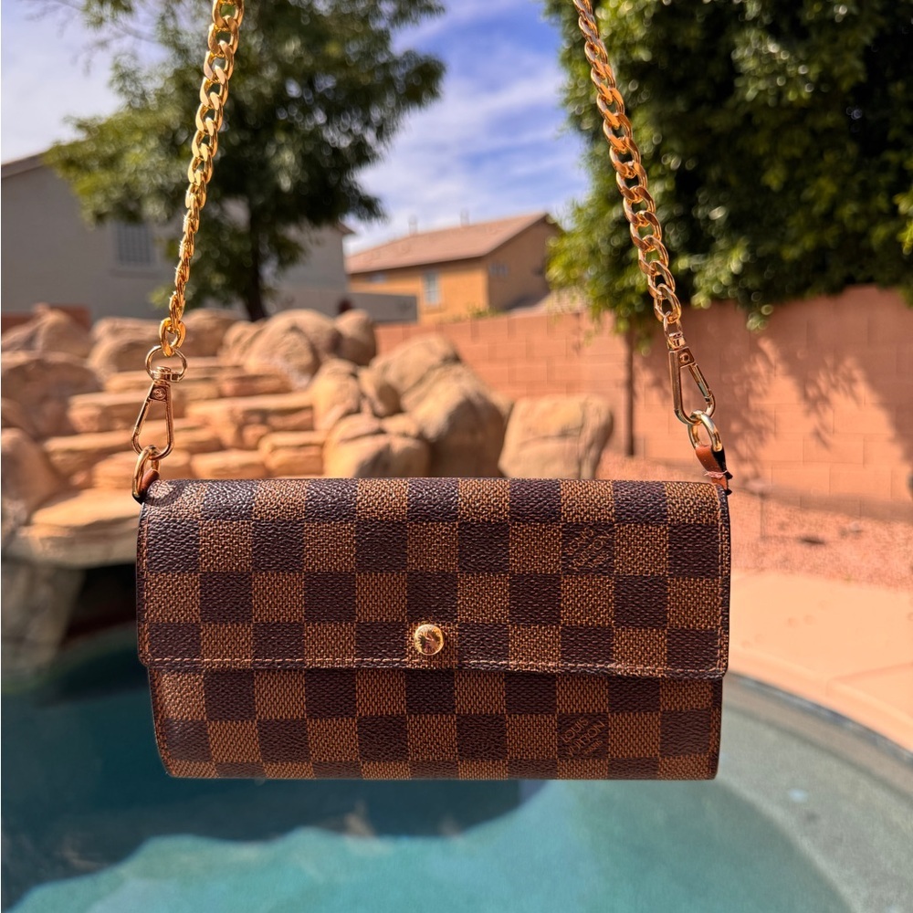 Authentic Louis Vuitton Damier Ebene Wallet On Chain Crossbody Bag